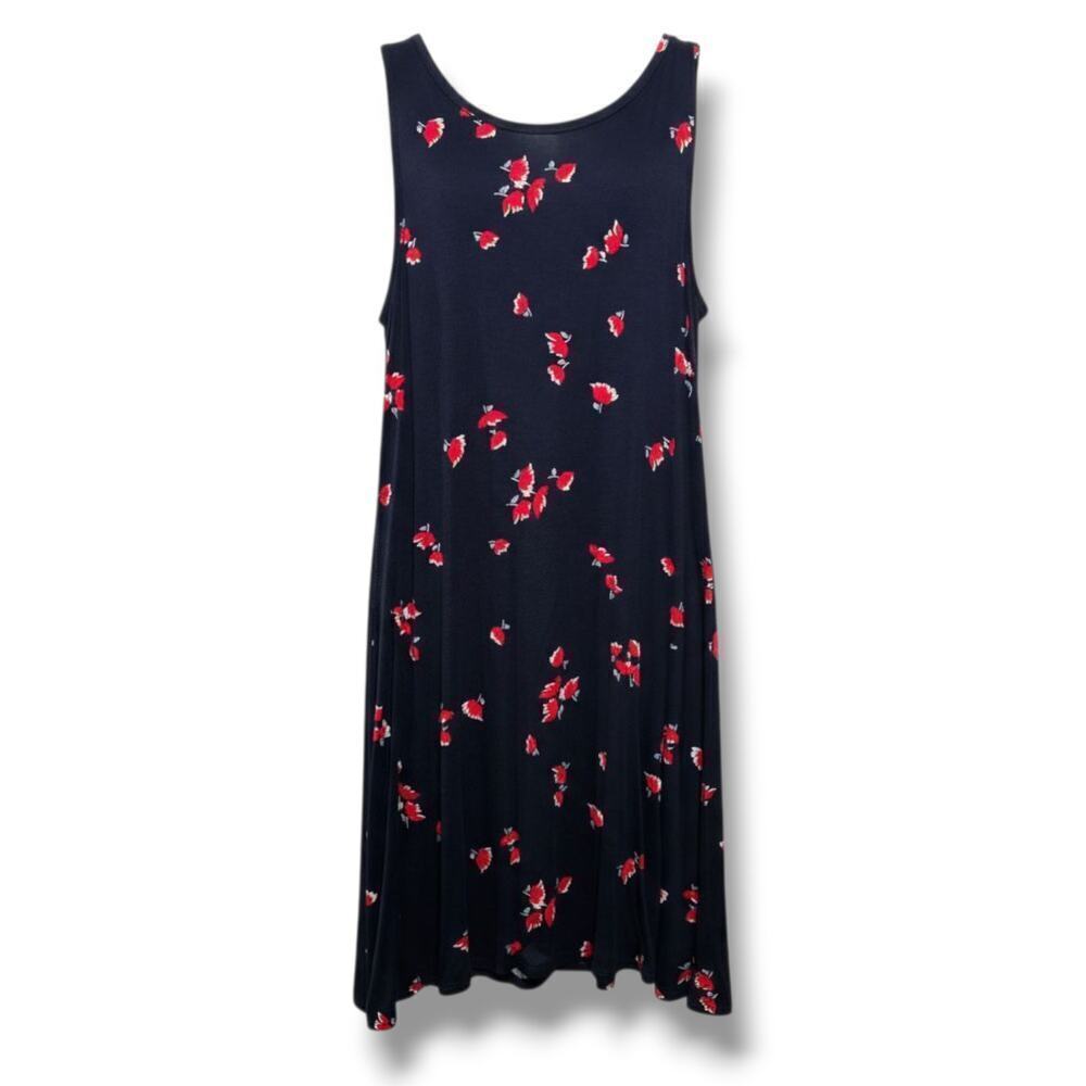 Amazon Essentials Women’s Navy Floral Sleeveless A-Line Dress – XS